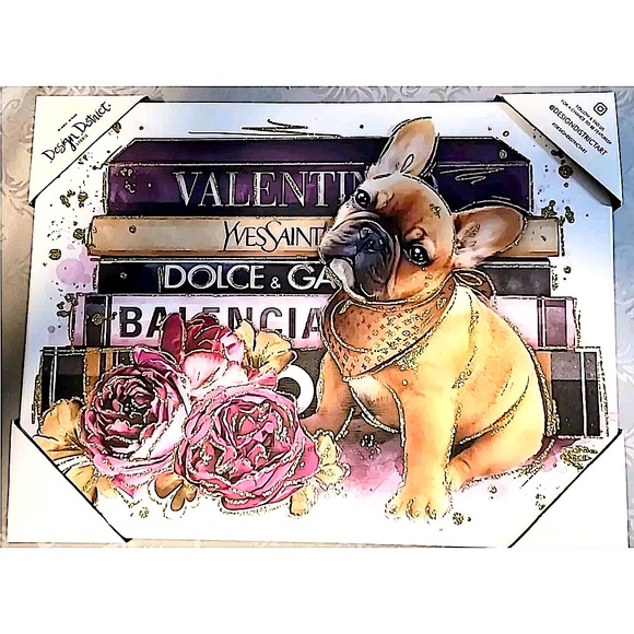 Design District RARE WONT FIND ANYWHERE Frenchie Canvas With Glitter NWT - Picture 1 of 2